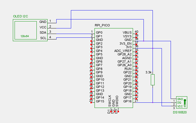 Stromlaufplan Pico, OLED und DS1820